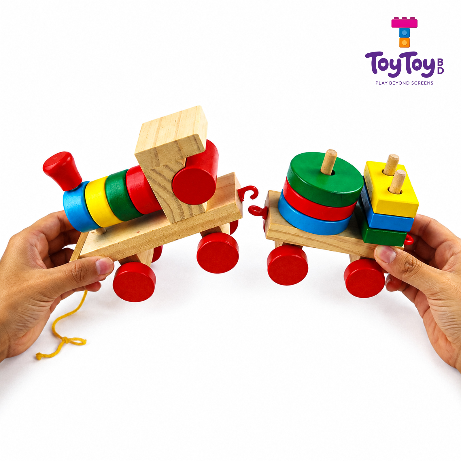 Wooden Pull-Along Train Building Set